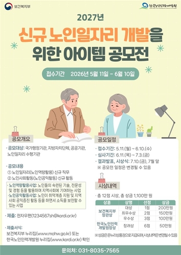 노인일자리 새 모델 찾는 복지부, 2027년 신규 아이템 공모전 실시