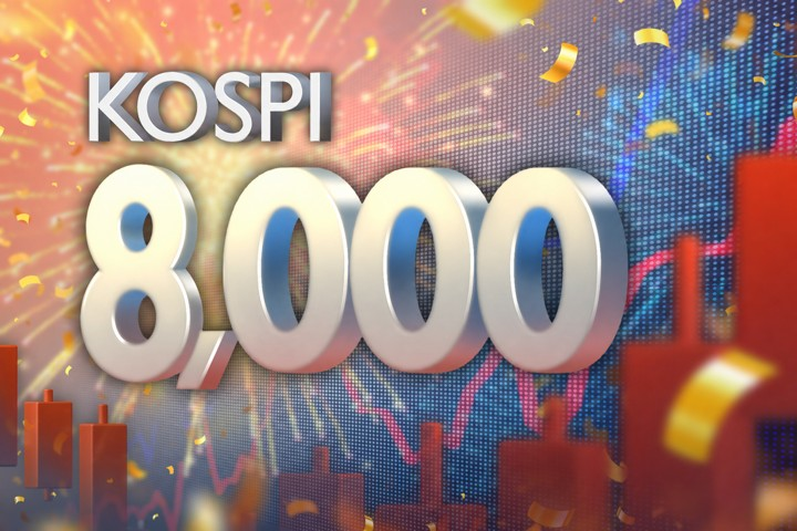 Le KOSPI franchit 8 000 points en séance et atteint 8 001,40