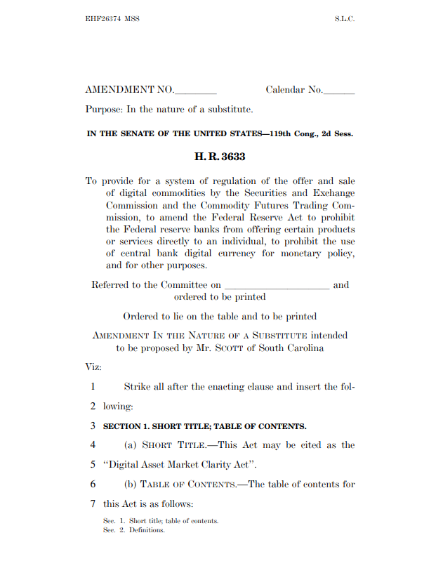 US Senate Releases Clarity Bill Text, Tightening AML Rules for Crypto